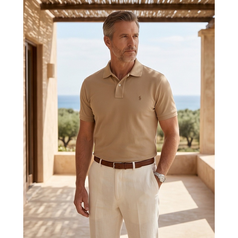 Polo Ralph Lauren Mens XLT Caramel Brown Short Sleeve Pique Polo Shirt